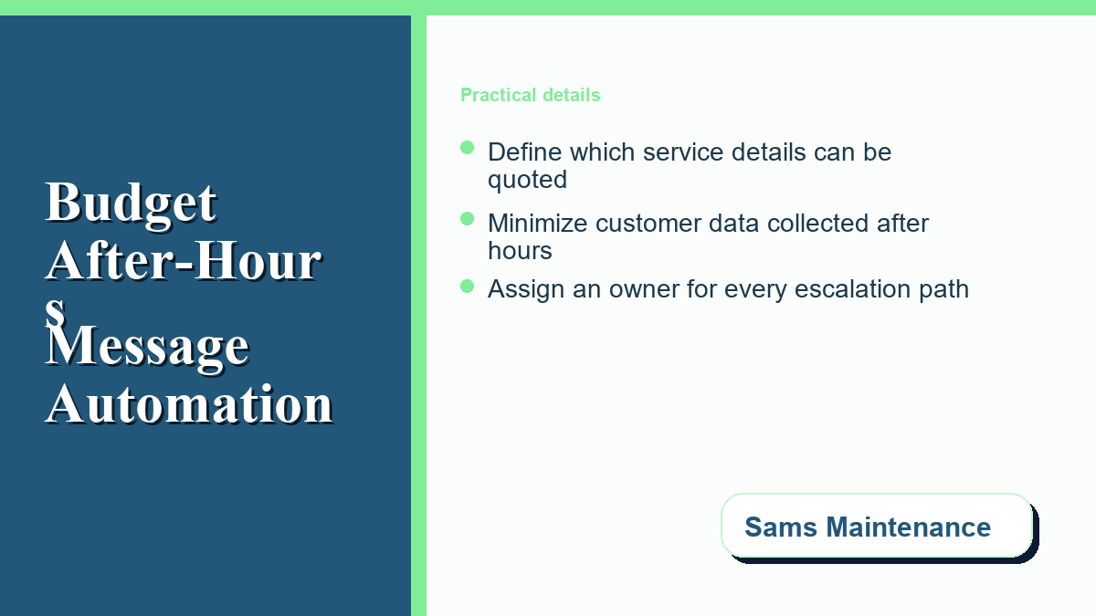 Home service after-hours data and coverage planning checklist