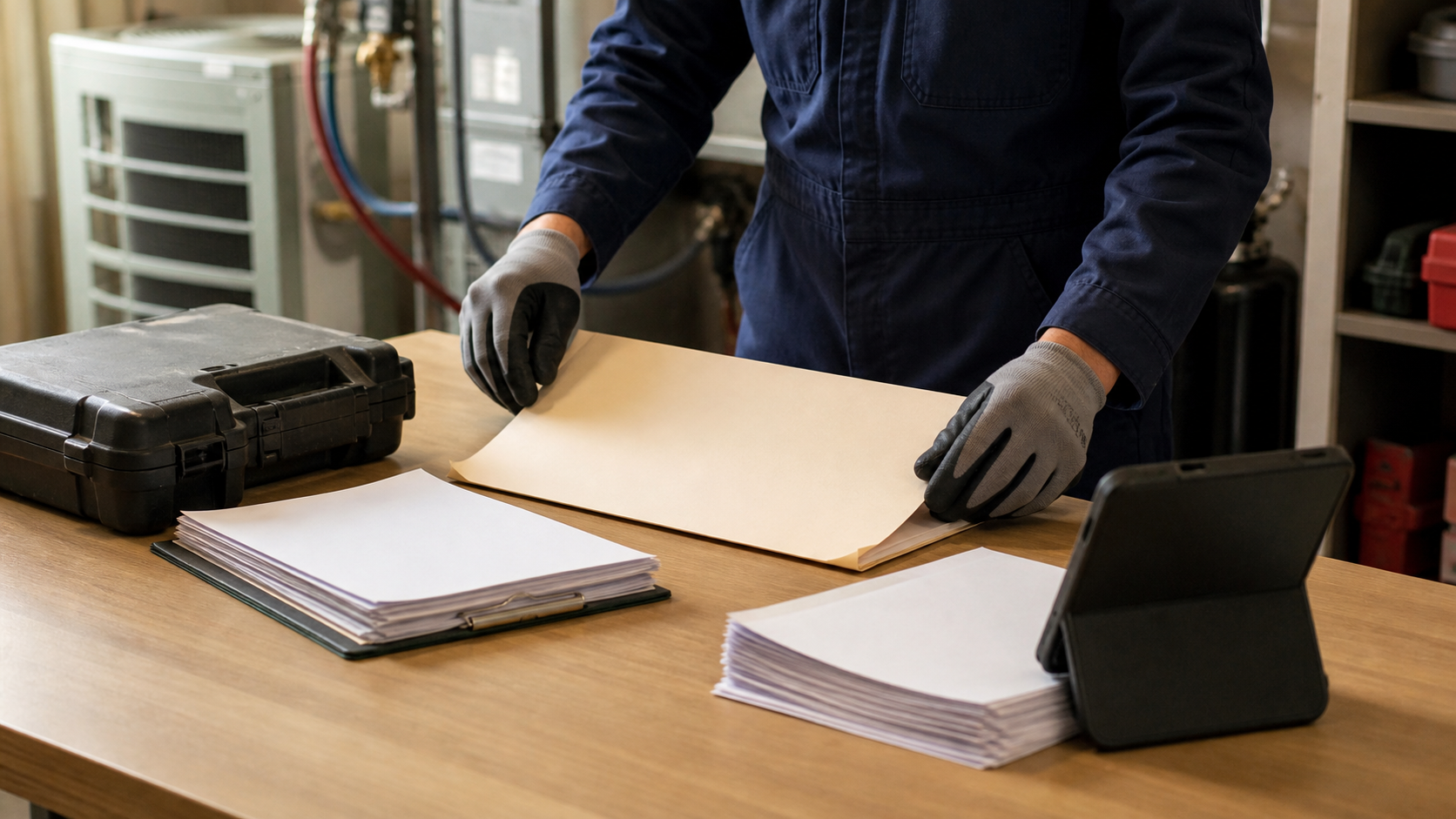 Service agreement and maintenance records organized for review